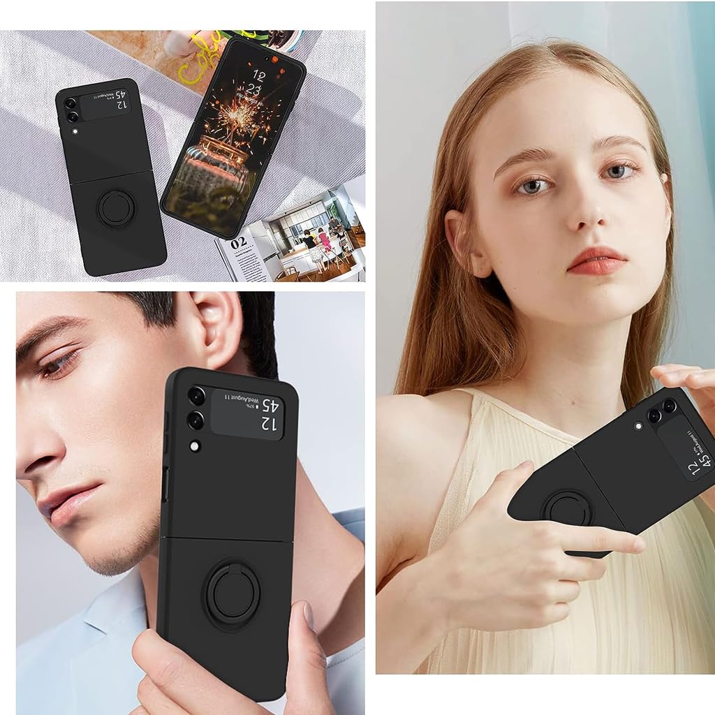 ZORBES® Phone Case for Samsung Galaxy Z Flip 3 5G 6.7 Inch with Built in Metal Grip TPU Anti Scratch Black 2 PCS ZORBES® Phone Case for Samsung Galaxy Z Flip 3 5G 6.7 Inch with Built in Metal Grip TPU Anti Scratch Black 2 PCS